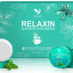 Six eucalyptus and mint aromatherapy shower steamers provide a spa-like experience for relaxation and congestion relief.