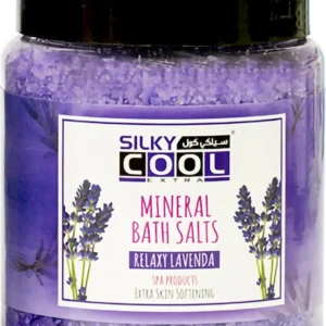PILOT Silky Cool Relaxy Lavenda mineral bath salt for a luxurious, relaxing, and detoxing spa experience at home.