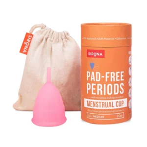 Sirona menstrual cup is a reusable, soft, and flexible period cup made from medical-grade silicone, providing 12-hour leak-proof protection and a comfortable, eco-friendly alternative to pads and tampons.