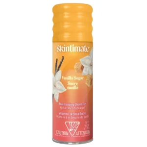 Six cans of Skintimate Vanilla Sugar shave gel with shea butter and vitamin E provide a close, comfortable shave with ultimate razor protection and smooth, healthy-looking legs.