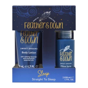 This vegan and cruelty-free sleep gift set includes a pillow spray and body lotion infused with relaxing lavender and chamomile to help moisturize skin and promote a peaceful night's sleep.