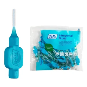 A pack of 20 TEPE interdental brushes, size 3 (0.6mm) in blue, designed for cleaning between teeth to promote healthy gums and fresh breath.