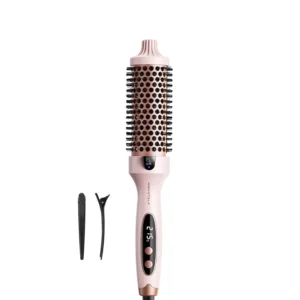 Pink Wavytalk thermal brush with negative ion technology for creating voluminous curls and a smooth, frizz-free blowout look with less heat damage.