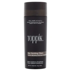 Toppik hair building fibers made of natural keratin protein instantly create the look of thicker, fuller hair, concealing thinning areas and providing a natural appearance for both men and women.