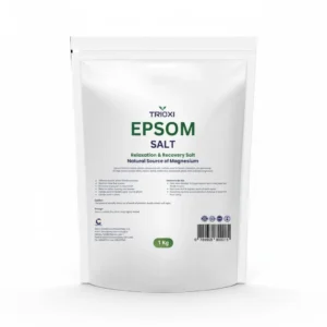 Trioxi 1 Kg bag of pure magnesium sulfate crystals, ideal for relaxing bath soaks and rejuvenating foot soaks.