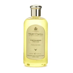 Truefitt & Hill Freshman Friction hair tonic invigorates the scalp with refreshing menthol and the popular Freshman fragrance, ideal for daily grooming.
