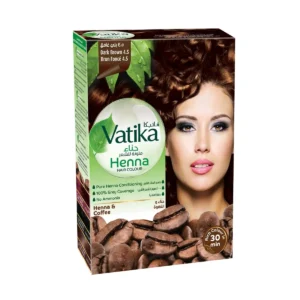 Vatika Henna dark brown hair color provides extreme nourishment and grey coverage without ammonia.