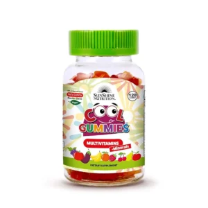 Sunshine Nutrition Cool Gummies are pectin-based, vegan multivitamins for kids with all natural lemon and berry flavor, free of gelatin, artificial colors and preservatives.