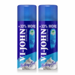 VI-JOHN shaving foam creates a luxurious lather for a smooth shave, enriched with tea tree oil and vitamin E to protect and nourish all skin types.