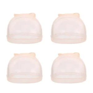 This image shows a 4-pack of nude stocking wig caps, designed for securing hair under wigs and matching all skin tones with their transparent nylon material and comfortable elastic band.