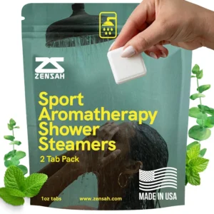 Zensah aromatherapy shower steamers made with natural eucalyptus and menthol essential oils to promote muscle recovery and relaxation.