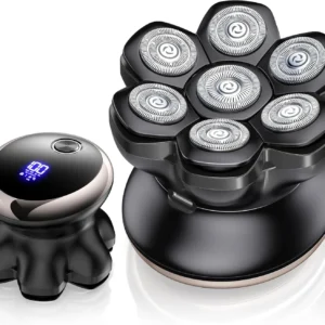 This 7D head shaver provides a close, comfortable shave for bald men, featuring an LED display and Type-C fast charging for convenient grooming at home or while traveling.