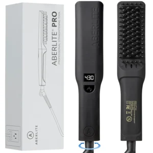 The Aberlite Pro beard straightening brush features anti-scald technology and ionic conditioning for pain-free grooming on all beard types.