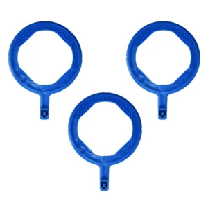 A 3-pack of anterior blue Aim Dental Supply reusable X-Ray aiming rings compatible with digital sensors and the Rinn FPS 3000 system.