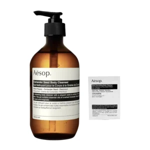 A bottle of Aesop Coriander Seed Body Cleanser containing 16.9 ounces of product.