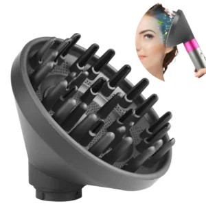Black diffuser attachment for Dyson Airwrap HS01 and HS05 stylers helps convert your styler into a quick-drying hair dryer with even air distribution, minimizing frizz.