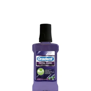 Total Care alcohol-free mouthwash provides long-lasting fresh breath, helps reduce plaque, and soothes sensitive gums for overall oral health.