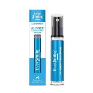 EverSmile AlignerFresh spray cleans aligners, whitens teeth with hydrogen peroxide, and kills bacteria for fresh breath on the go.