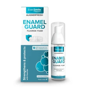 EverSmile AlignerFresh Enamel Guard cleans clear aligners and retainers while whitening teeth, protecting enamel, and freshening breath.