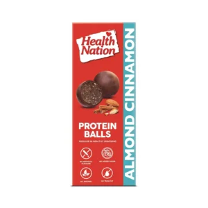 Health Nation almond cinnamon protein ball promoting muscle and bone health.