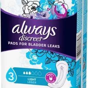 Always Discreet light incontinence pads with RapidDry core lock away leaks and odors, keeping you drier than period liners.