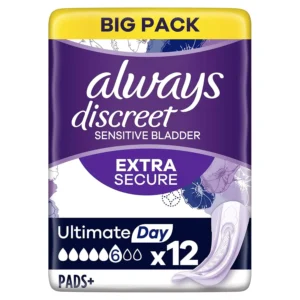 Always Discreet Incontinence Pads Plus for women offer ultimate day protection with a RapidDry core and extra length for strong, discreet leak prevention you barely feel.