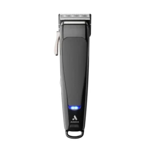 Black Andis reVITE cordless hair clipper with adjustable stainless steel fade blade and LED battery indicator for professional hair cutting.