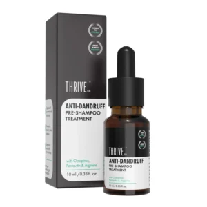 ThriveCo anti-dandruff pre-shampoo serum with Octopirox and Pentavitin provides instant dandruff control and soothes itchy, dry scalp, reducing hair breakage and strengthening hair for men and women.