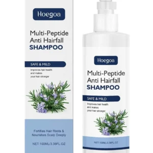 Anti hairfall shampoo and hair growth serum with rosemary and multi-peptides for thicker, stronger, and more voluminous hair.