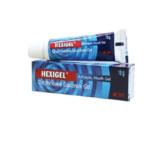This is a tube of Hexigel antiseptic mouth gel, containing 15g of carefully formulated product in hygienic packaging.