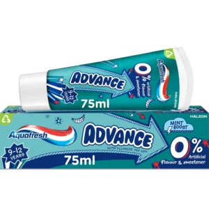 Aquafresh Advance toothpaste for children aged 9 to 12 years provides lasting protection for new permanent teeth and fights against sugar acids.