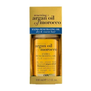 OGX Argan Oil of Morocco hair oil deeply nourishes and strengthens dry, coarse hair for renewed shine and softness.