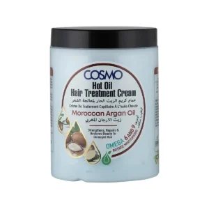 Blue 1000ml argan oil hair treatment cream with keratin to moisturize, repair, and add volume and shine to dry, damaged hair.