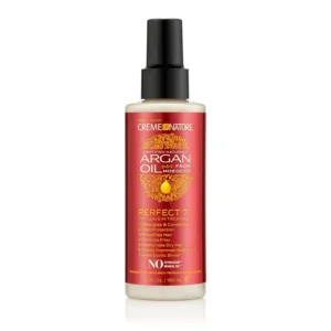 Creme of Nature Argan Oil 7-in-1 leave-in treatment protects hair from breakage, reduces frizz, moisturizes and adds shine.