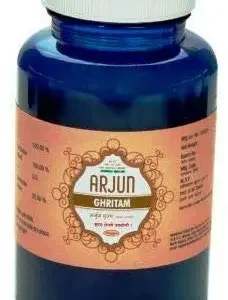 Two jars of Nagarjun Herbal Care Arjun Ghritam, a 100 percent natural extracted ingredient herbal supplement manufactured by Nagarjun Pharmaceuticals.