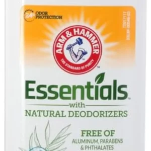Arm & Hammer Essentials natural deodorant with fresh juniper berry scent provides aluminum-free odor protection for men and women.