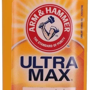 Arm & Hammer Ultra Max unscented antiperspirant deodorant stops odor and reduces underarm perspiration.