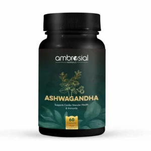 Ambrosial Ashwagandha capsules contain 500mg of high strength Ashwagandha root powder, a natural herbal supplement for immunity support.