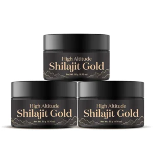 Auric high altitude shilajit resin, lab certified for purity and containing 75% fulvic acid and over 85 trace minerals, is packaged in a dark glass jar to maintain its potency.