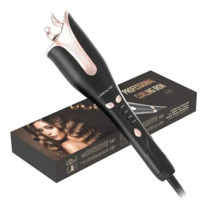 This automatic curling iron features a ceramic rod for minimal damage and shiny, natural curls, offering adjustable temperature settings and a protective design for easy and safe styling at home.