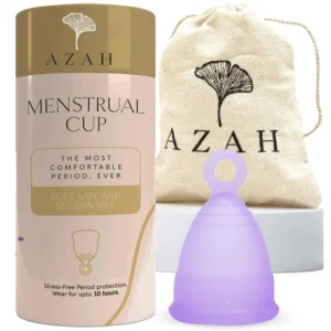 Azah small menstrual cup made with medical-grade silicone for women below 18, offering odour and rash-free protection for up to 10 hours.