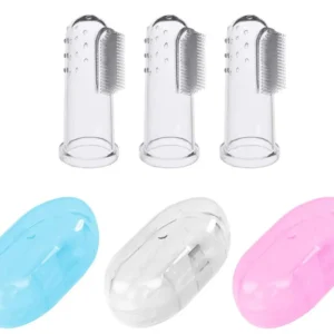 This baby finger toothbrush is made of soft, BPA-free silicone and is perfect for cleaning infant and toddler teeth while also massaging gums to relieve teething discomfort.