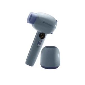 Blue cordless baby hair dryer with ergonomic handle providing gentle, low-heat drying for a calm and safe hair care routine for newborns and toddlers.