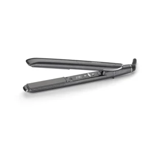 The BaByliss Platinum Diamond hair straightener featuring diamond-infused ceramic plates and ionic frizz control for smooth, sleek hair.