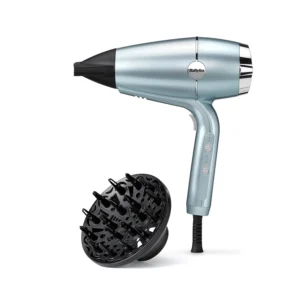 The BaByliss hair dryer with advanced ionic technology delivers fast, frizz-free salon-quality results and includes a diffuser and concentrator for versatile styling.