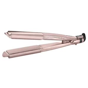 Pink Babyliss Keratine Shine 2in1 hair straightener with ceramic plates for straight, shiny hair, ideal for corded electric use.
