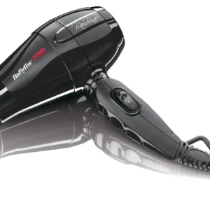 The Babyliss Pro Bambino hair dryer features adjustable voltage, two heat and speed settings, and a hanging loop for convenient salon-quality styling on the go.