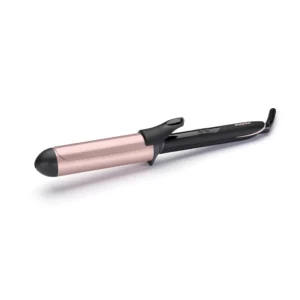 The BaByliss Rose Quartz 38mm Tong features a large quartz-ceramic barrel for creating smooth curls with its fast, high-heat up to 235C and six digital temperature settings for all hair types.