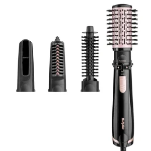 The BaByliss AS200E 5-piece hot air brush set features four interchangeable heads, ionic anti-frizz function, and a professional digital motor for all hair types.