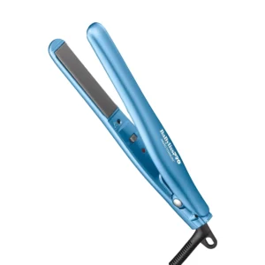 The BaBylissPRO Ultra Elegant mini straightener is a compact 3/4 inch flat iron perfect for travel, touch-ups, and getting close to the scalp with its Nano Titanium coated plates.